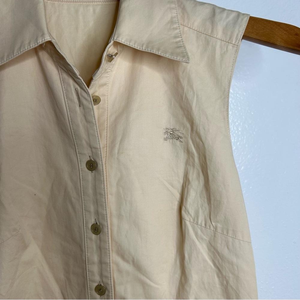 Burberry London Blue Label Tan Neutral Button Down Collared Dress Logo Size 38/8 - Picture 4 of 13